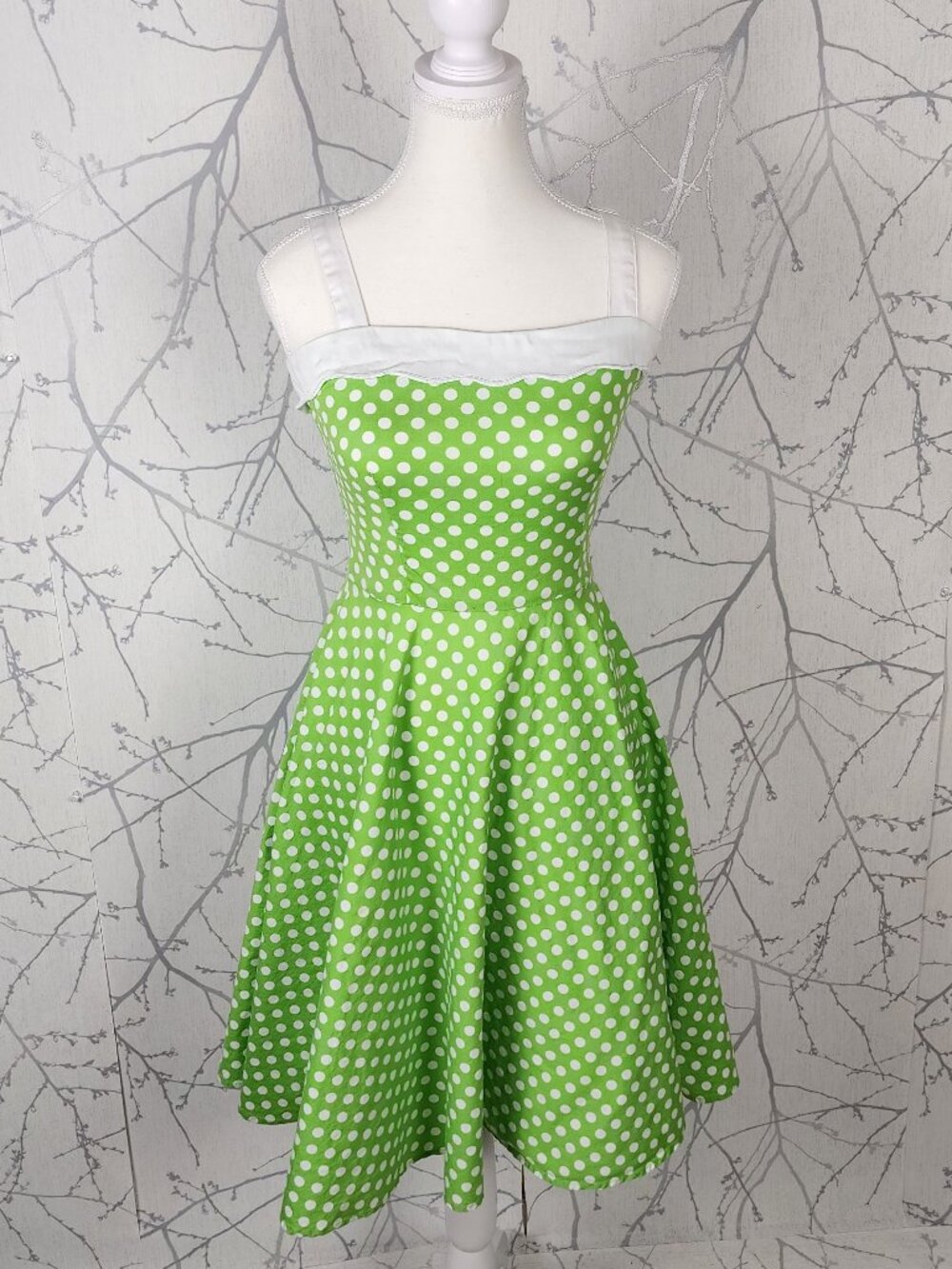 Pinup Couture Green Polkadot 50's Style Fit & Flare Dress